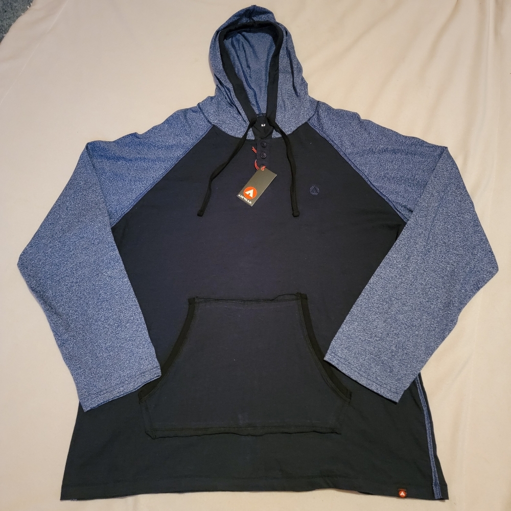 Airwalk Color Block Hooded Shirt [L] Blue